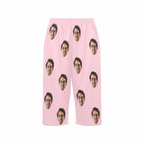 FacePajamas Pajama Shirt&Pants Custom Face Pink Cropped Pajama Pants For Women Girlfriend Gift