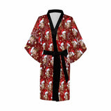 FacePajamas Pajama Custom Face Red Snowflake Women's Summer Short Nightwear Funny Personalized Photo Pajamas Kimono Robe