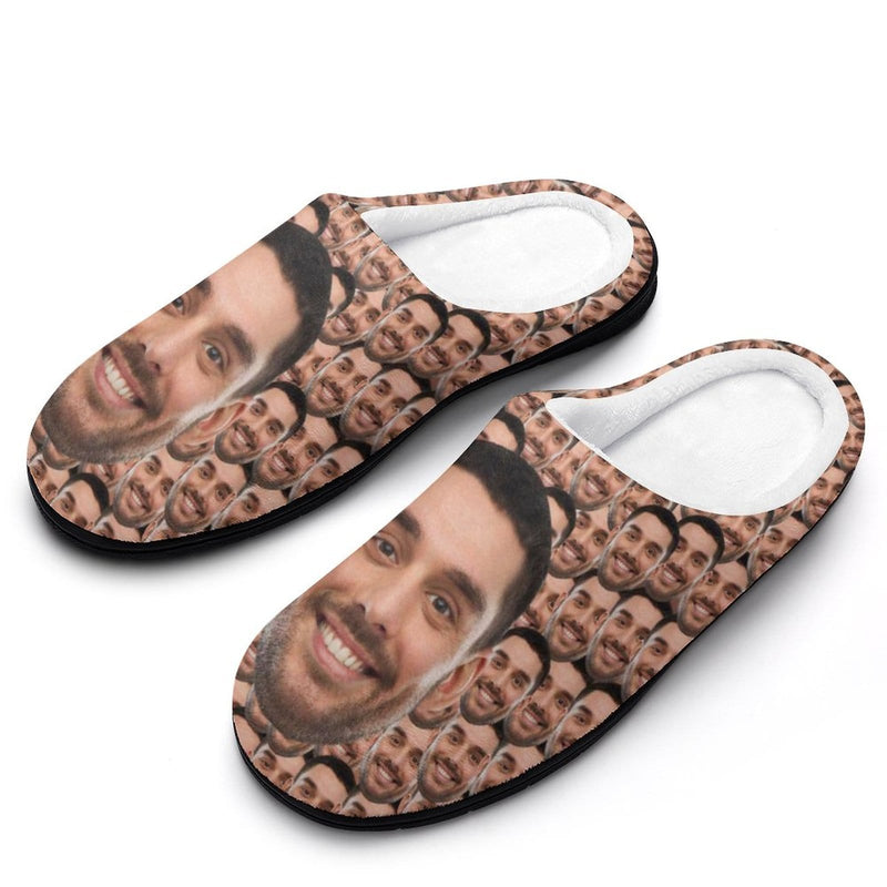 FacePajamas Slippers-2YX-SDS Custom Face Seamless Photo Men's All Over Print Cotton Slippers