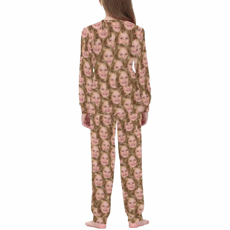 FacePajamas Pajama Custom Face Seamless Sleepwear Pjs Personalized Photo Kids Long Sleeve Pajamas Set
