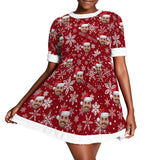FacePajamas Christmas Dress-2ML-SDS Custom Face Snowflake Red Hat Chrismas Nightdress Personalized Women's Christmas Dress Pajamas