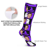 FacePajamas Sublimated Crew Socks-2WH-SDS Custom Face Sublimated Crew Socks Purple Socks Personalized Funny Photo Socks Gift for Halloween