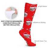 FacePajamas Sublimated Crew Socks-2WH-SDS Custom Face Sublimated Crew Socks Red Socks Personalized Funny Photo Socks Gift for Christmas
