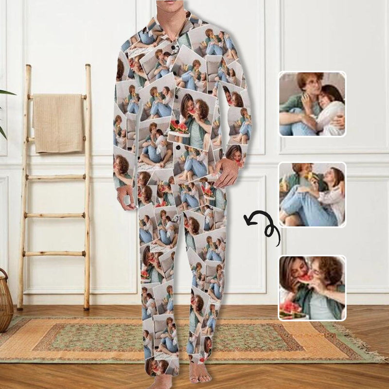 FacePajamas Pajama Custom Face White Persoanlized Sleepwear Men's Long Pajama Set