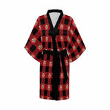 FacePajamas Pajama Custom Husband Face Grid Red Black Women's Summer Short Pajamas Personalized Photo Pajamas Kimono Robe