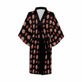 FacePajamas Pajama Custom Husband Face Lip Black Women's Summer Short Sleepwear Funny Personalized Photo Pajamas Kimono Robe
