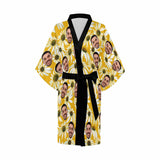 FacePajamas Pajama Custom Husband Face Sunflower Women's Summer Short Pajamas Funny Personalized Photo Pajamas Kimono Robe