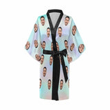 FacePajamas Pajama Custom Husband Face Tie-dye Ice Cream Color Women's Summer Short Nightwear Personalized Photo Pajamas Kimono Robe