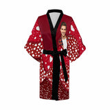 FacePajamas Pajama Custom Husband Photo Light Red Women's Summer Short Pajamas Funny Personalized Photo Pajamas Kimono Robe