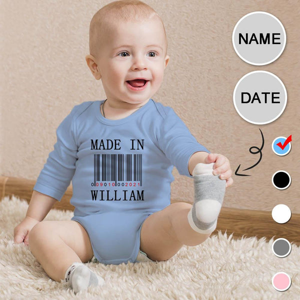 FacePajamas Baby Pajama Custom Name&Date Infant Bodysuit One Piece Jumpsuit Personalized Long Sleeve Rompers Baby Clothes