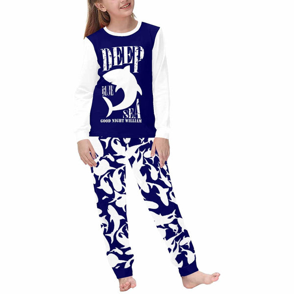 FacePajamas pajama Custom Name Dolphin Boys Pajamas Kids Sleepwear Girls Pjs Personalized Kids Long Sleeve Pajamas Set