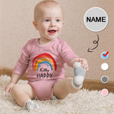 FacePajamas Baby Pajama Custom Name Happy Day Infant Bodysuit One Piece Jumpsuit Personalized Long Sleeve Rompers Baby Clothes