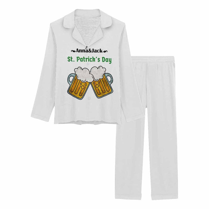 FacePajamas Pajama Custom Name Pajamas Beer Cheers Sleepwear Personalized Women's Slumber Party Long Pajama Set