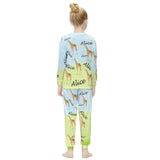 FacePajamas Pajama Custom Name Pajamas Cartoon Giraffe Sleepwear Personalized Kids Long Sleeve Pajama Set
