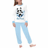 FacePajamas pajama Custom Name Pajamas Panda Winter Ski Sleepwear Girls Boys Pjs Kids Long Sleeve Pajamas Set