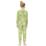FacePajamas Pajama Custom Name Pjs Alpaca Sleepwear Personalized Green Kids Long Sleeve Pajama Set