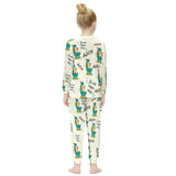 FacePajamas Pajama Custom Name Pjs Cartoon Animals White Nightwear Personalized Kids Long Sleeve Pajamas Set
