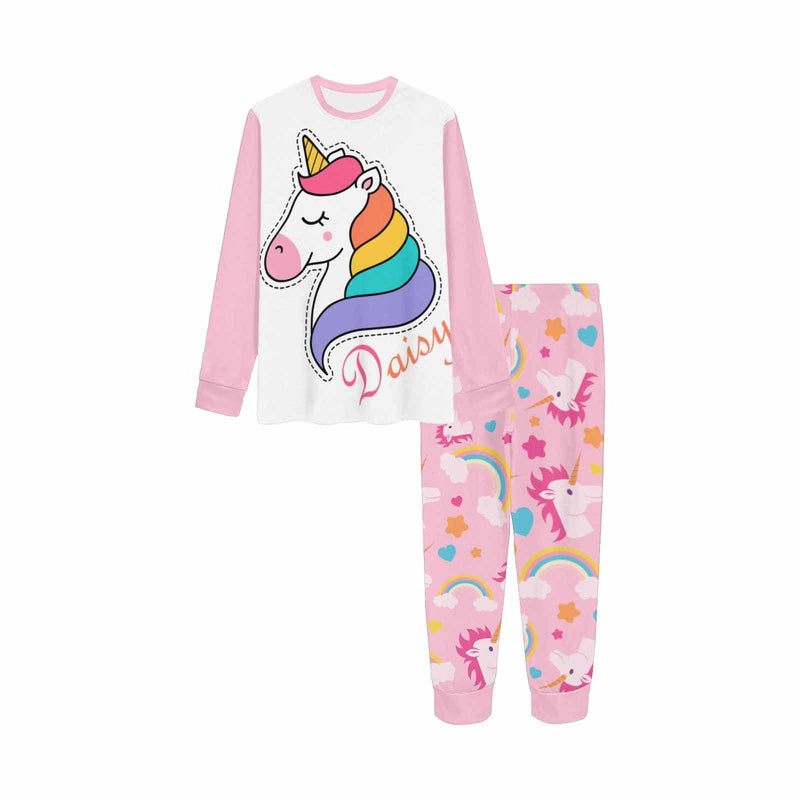 FacePajamas pajama Custom Name Rainbow Horse Pajamas Sleepwear Personalized Girls Long Sleeve Pajamas Set