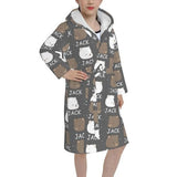 FacePajamas Pajama-2YX-ZW Custom Name White Bear Hooded Bathrobe Toddler Robe Personalized Kid's Robe Pajama Fleece Loungewear