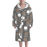 FacePajamas Pajama-2YX-ZW Custom Name White Bear Hooded Bathrobe Toddler Robe Personalized Kid's Robe Pajama Fleece Loungewear