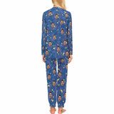 FacePajamas Pajama Custom Pajamas with Faces Blue Starry Sky Sleepwear Personalized Family Matching Long Sleeve Pajamas Set