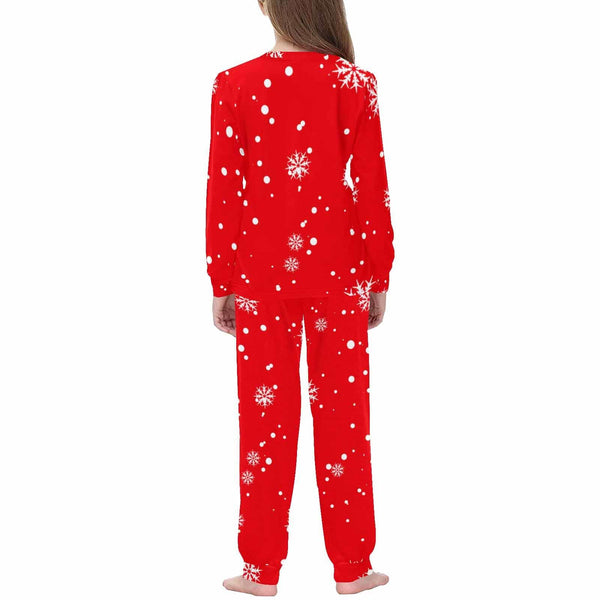 FacePajamas Pajama Custom Pajamas with Name Santa Claus Nightwear Personalized Red Kids Long Sleeve Pajamas Set