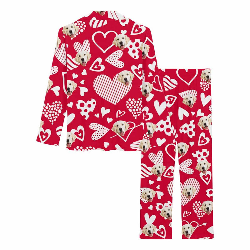 FacePajamas Pajama Custom Pet Dog Face Love You Forever Nightwear Personalized Women's Slumber Party Long Pajama Set