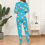 FacePajamas Pajama Custom Pet Dog's Face Paw & Bone Sleepwear Personalized Family Matching Long Sleeve Pajamas Set