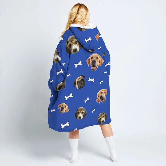 FacePajamas Pajama Custom Pet Face Blanket Hoodie Personalized Oversized Hoodie Fleece Blanket Warm Hoodie Dog Lover Gift