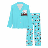 FacePajamas Pajama Custom Pet Face & Name Pajamas Sleepwear Multiple Colors Personalized Women's Slumber Party Long Pajama Set