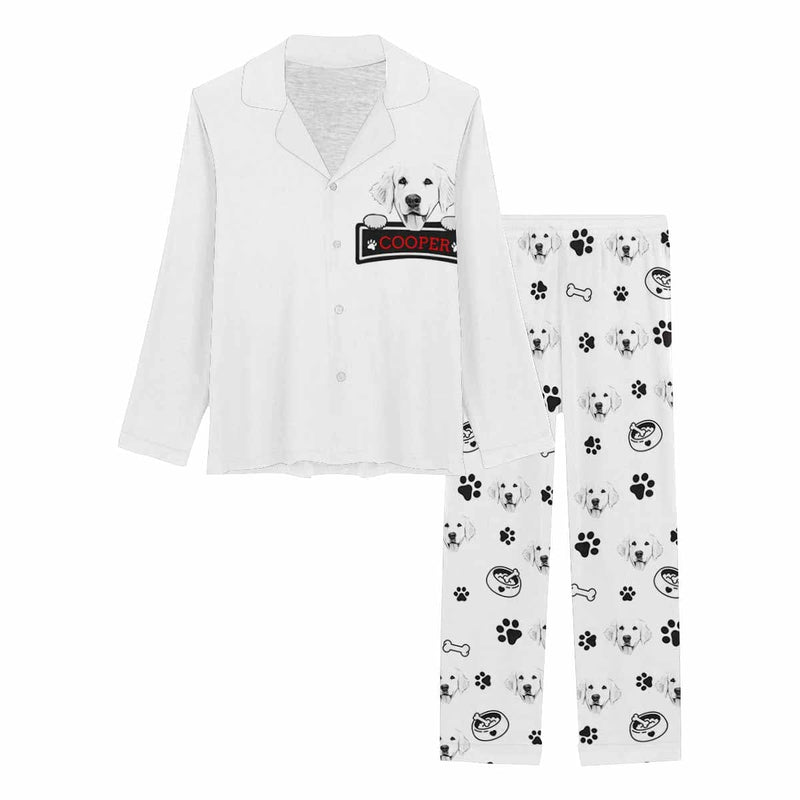 FacePajamas Pajama Custom Pet Face & Name Pajamas Sleepwear Multiple Colors Personalized Women's Slumber Party Long Pajama Set