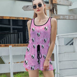 FacePajamas Pajama-2ML-SDS Custom Pet Face Pajama Pink Women's Short Jumpsuit Loungewear