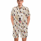 FacePajamas Pajama Custom Pet Face Pajamas Personalized My Lovely Dog Men's V-Neck Short Sleeve Pajama Set Funny Gift