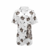FacePajamas Pajama Custom Pet Matching Pajamas Personalized Face Dog&Cat Couple Matching V-Neck Short Pajama Set Gifts for Couples