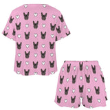 FacePajamas Pajama-2ML-SDS Custom Pet Purple Pajama Set Women's Short Sleeve Top and Shorts Loungewear Athletic Tracksuits