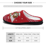 FacePajamas Slippers-2YX-SDS Custom Pet's Photo  & Name Christmas Hat Red All Over Print Cotton Slippers