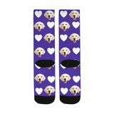 FacePajamas Sublimated Crew Socks Custom Pet Socks Funny Printed Heart Dog Sublimated Crew Socks Personalized Photo Unisex Gift for Men Women