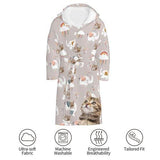 FacePajamas Pajama-2YX-ZW Custom Photo Cute Kitten Rainbow Nightgown Pajamas Personalized Kid's Robe Pajama Fleece Loungewear
