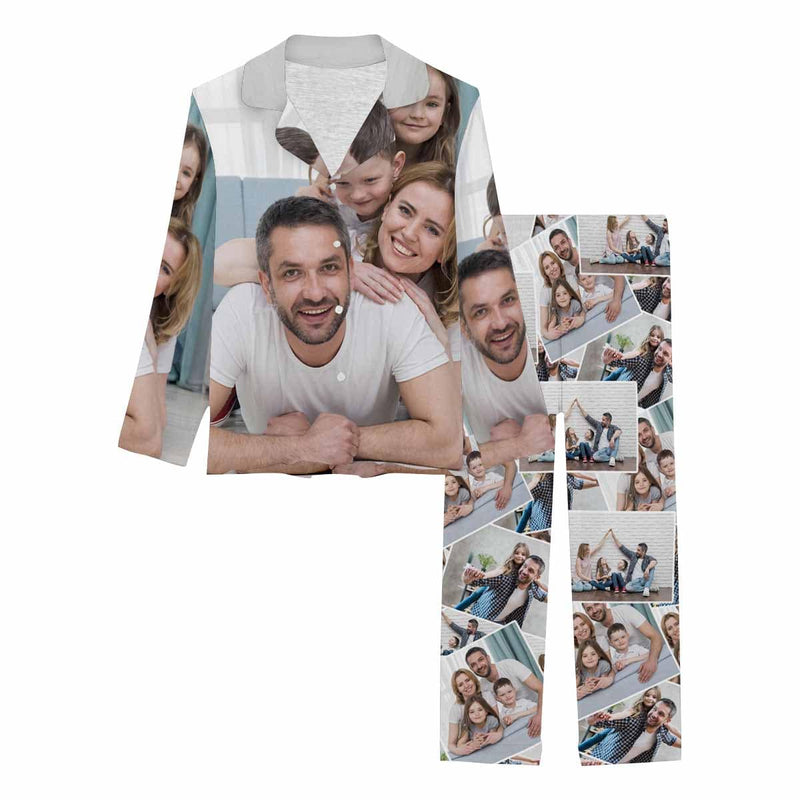 FacePajamas Pajama Custom Photo Family Portrait Sleepwear Personalized Women's Slumber Party Long Pajama Set