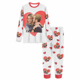 FacePajamas Pajama Custom Photo Love Heart Couple Matching Pajamas Personalized Women Men Long Sleeve Pajamas Photo Gifts