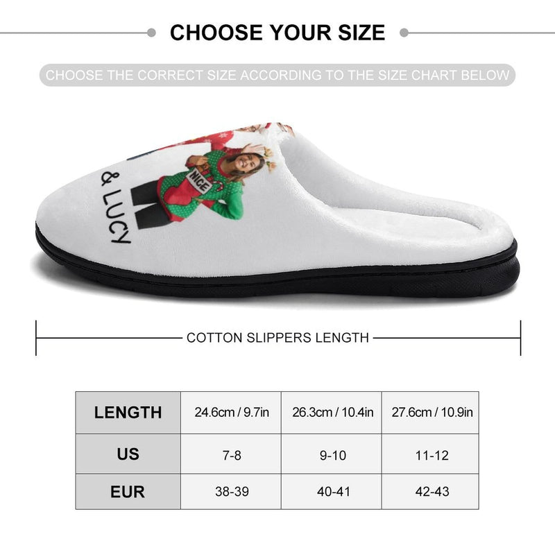 FacePajamas Slippers-2YX-SDS Custom Photo&Name Couples Men's All Over Print Cotton Slippers