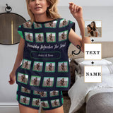 FacePajamas Pajama Custom Photo&Name Pajamas For Best Friend Sleepwear for her Personalized Women's Short Pajama Set