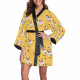 FacePajamas Pajama Custom Photo Sweetie Yellow Women's Summer Short Pajamas Personalized Photo Pajamas Kimono Robe