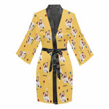 FacePajamas Pajama Custom Photo Sweetie Yellow Women's Summer Short Pajamas Personalized Photo Pajamas Kimono Robe