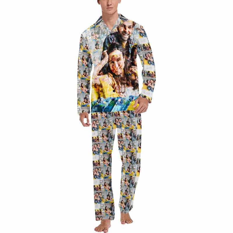 FacePajamas Pajama Sets Custom Photos Couple Matching Pajamas Personalized Photo Loungewear Set Sleepwear For Men Women