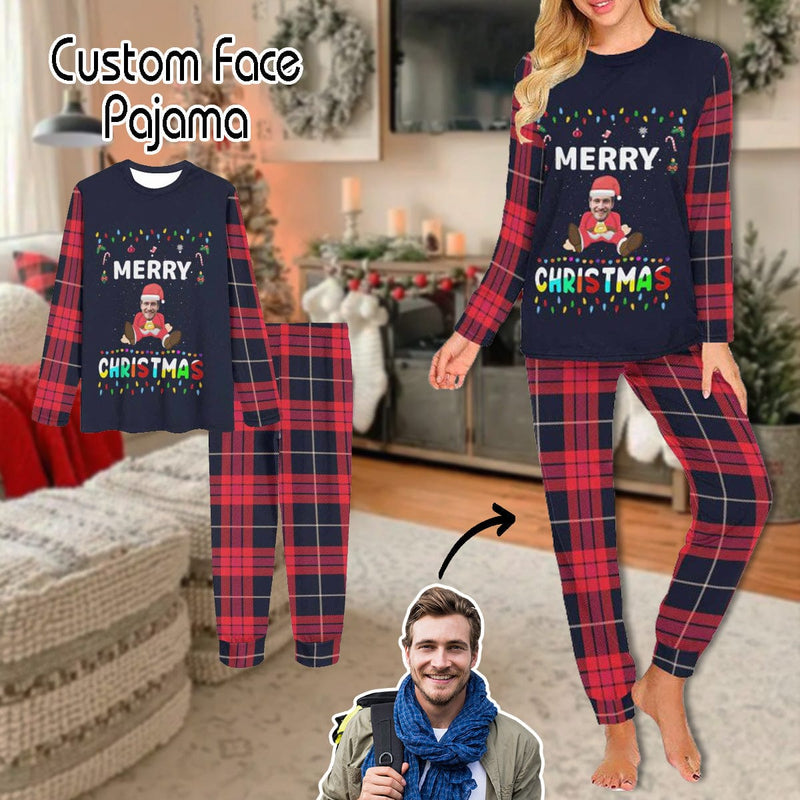 FacePajamas Custom Print Pajama Sets Face on Persoanlized Christmas Sleepwear for Women