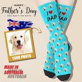 FacePajamas Sublimated Crew Socks Custom Socks with Face Printed I Love Dad Sublimated Crew Socks Personalized Picture Socks Gift for Men