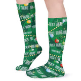 FacePajamas Sublimated Crew Socks-2WH-SDS Custom Text Green Background Sublimated Crew Socks Personalized Socks Gift for Christmas