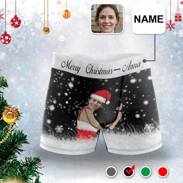 FacePajamas Men Underwear Custom Waistband Boxer Briefs Best Wish For You Personalized Face&Name Underwear for Men Christmas Unique Gift