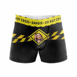 FacePajamas Men Underwear Custom Waistband Boxer Briefs Can Not Cross Personalized Photo Design Funny Underwear for Him